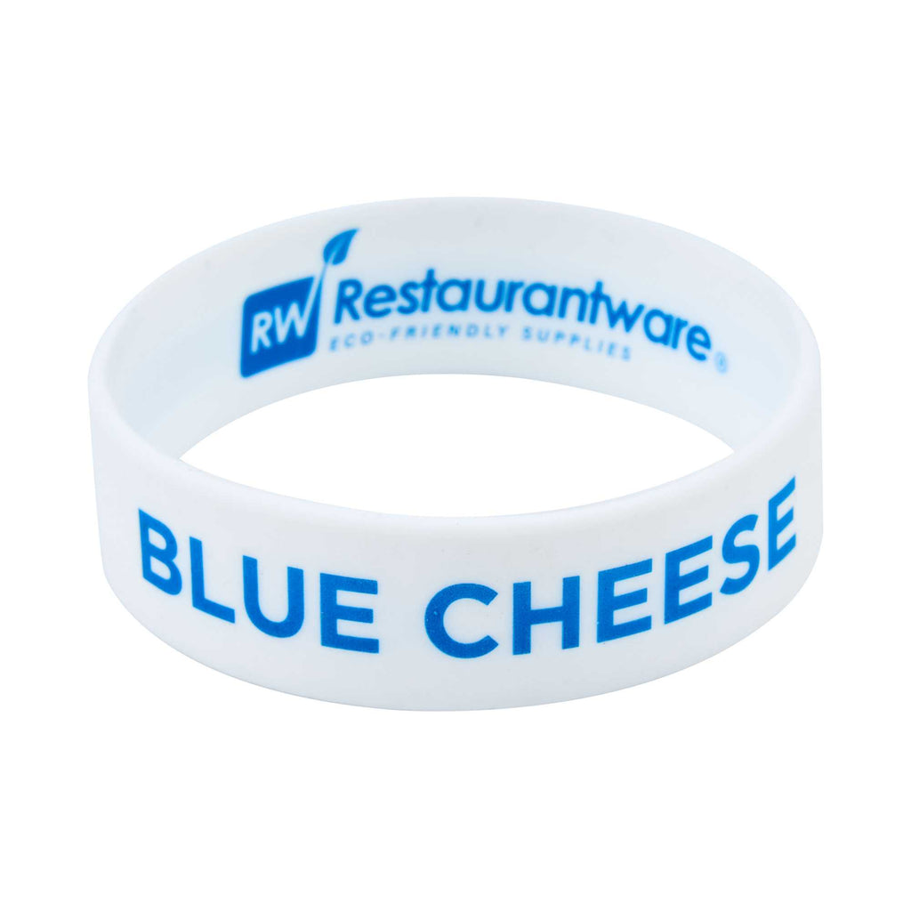 First In First Out White Silicone Blue Cheese Label Band - Fits 16, 20 and 24 oz Squeeze Bottles - 1 count box