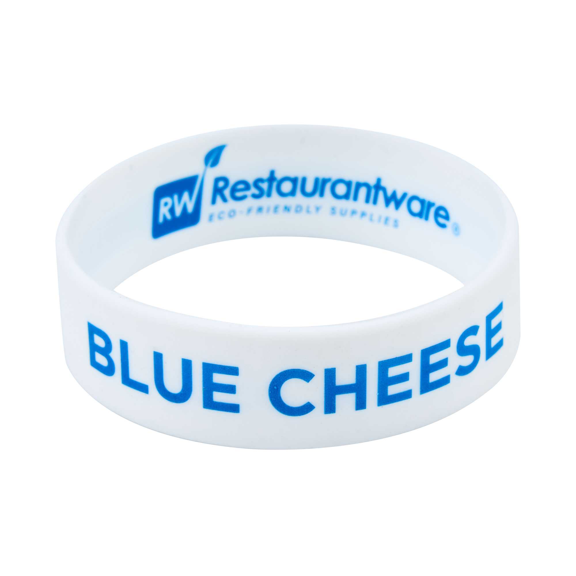 First In First Out White Silicone Blue Cheese Label Band - Fits 16, 20 and 24 oz Squeeze Bottles - 1 count box