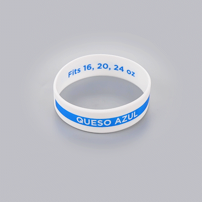 First In First Out White Silicone Blue Cheese Label Band - Fits 16, 20 and 24 oz Squeeze Bottles - 10 count box