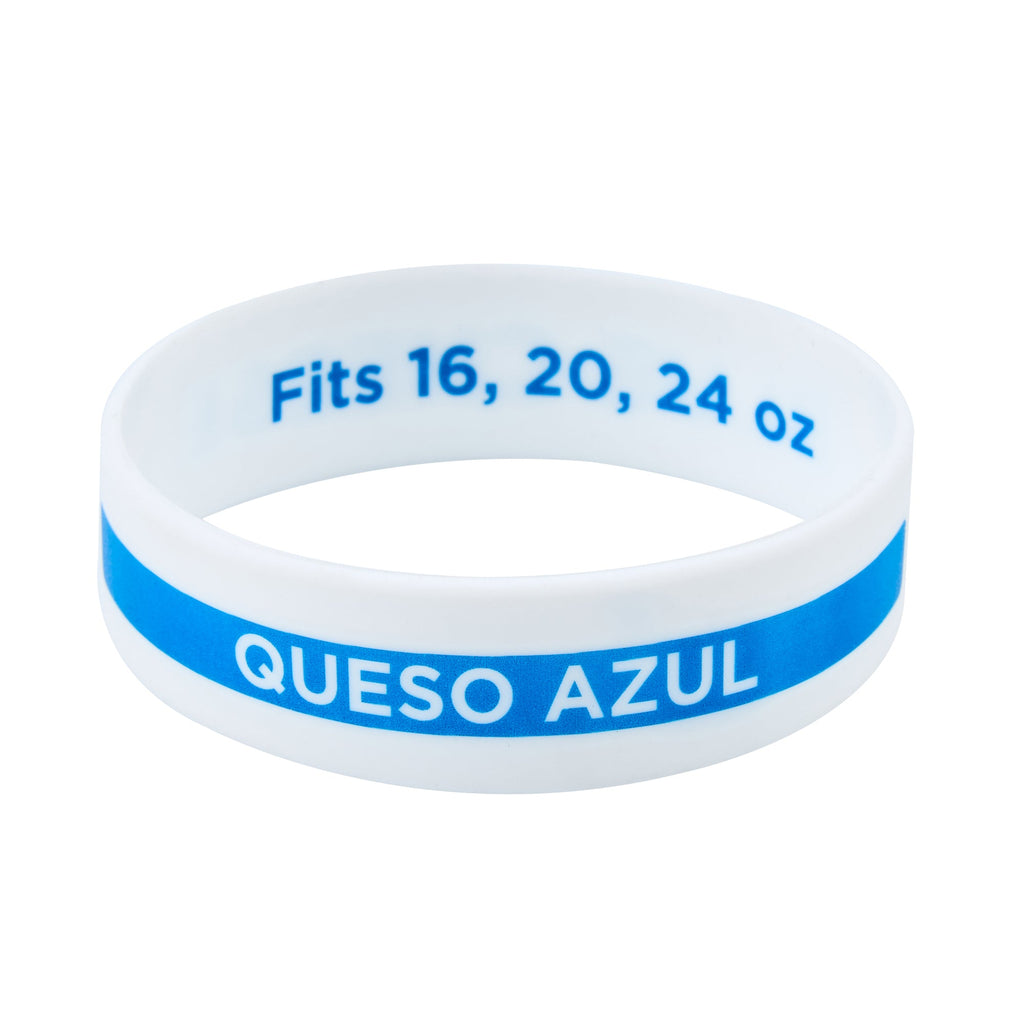 First In First Out White Silicone Blue Cheese Label Band - Fits 16, 20 and 24 oz Squeeze Bottles - 10 count box