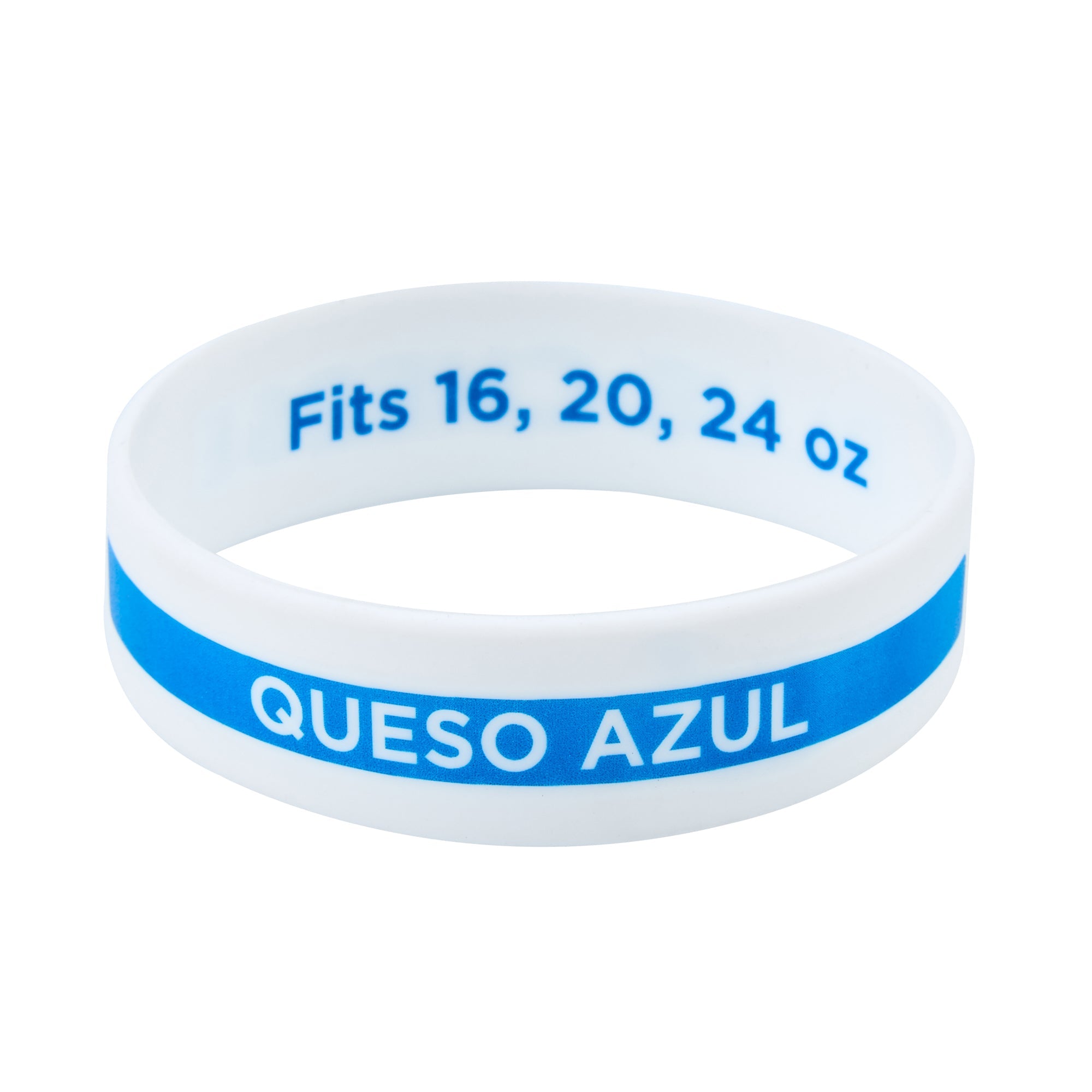 First In First Out White Silicone Blue Cheese Label Band - Fits 16, 20 and 24 oz Squeeze Bottles - 10 count box