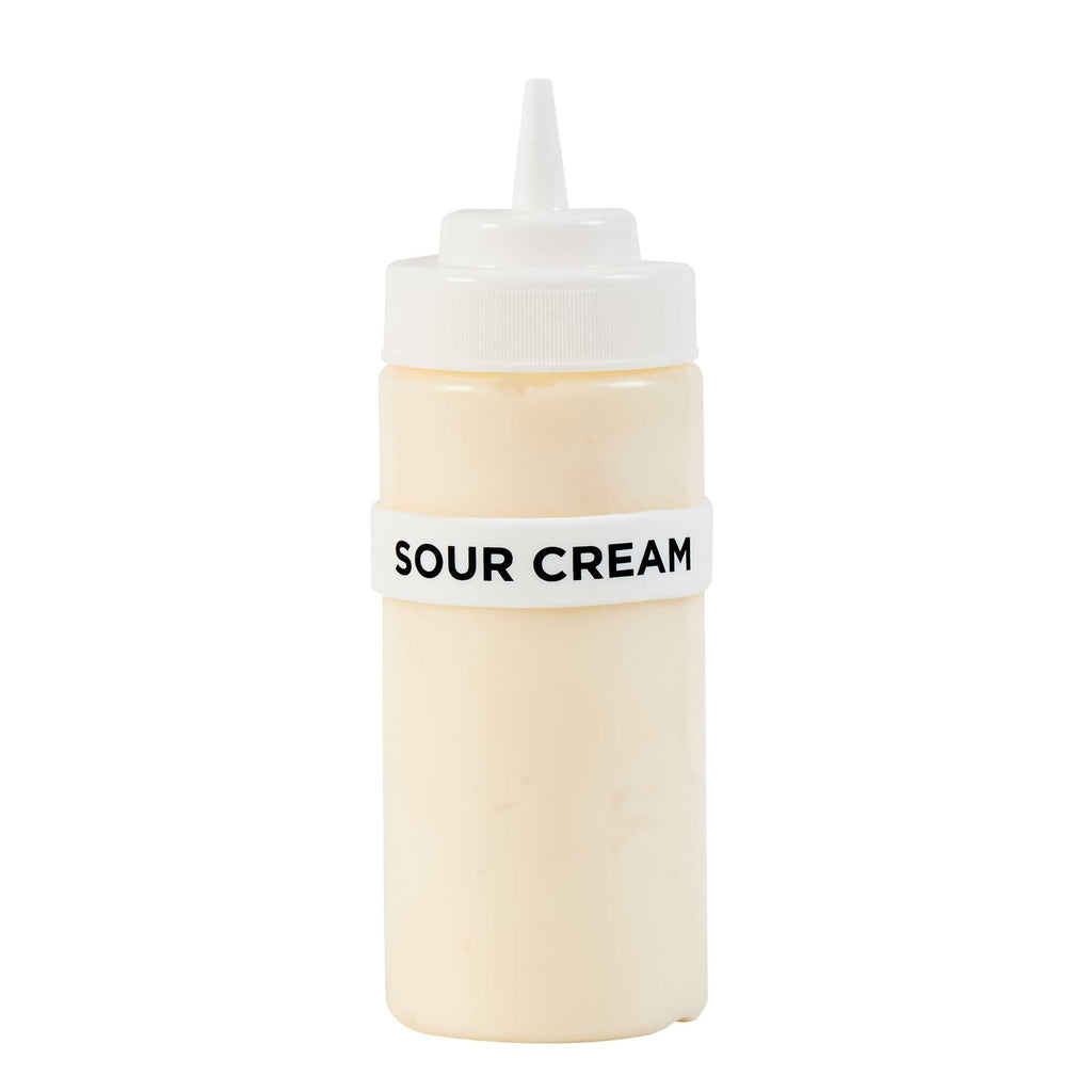 First In First Out White Silicone Sour Cream Label Band - Fits 16, 20 and 24 oz Squeeze Bottles - 1 count box
