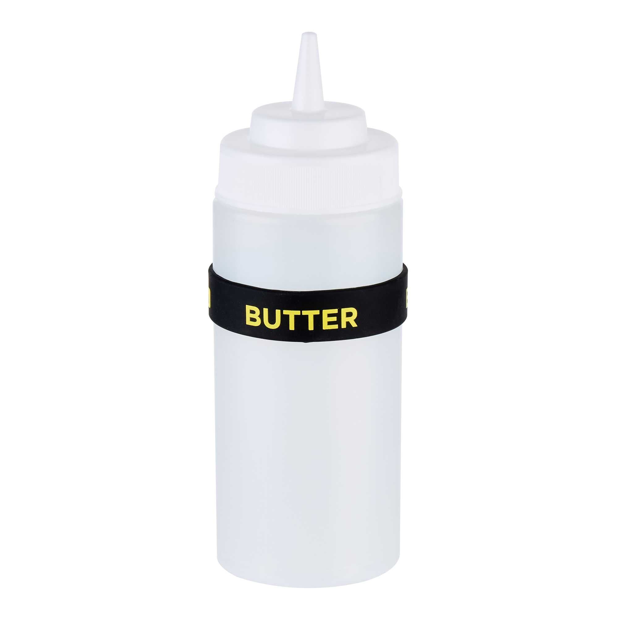 First In First Out Black Silicone Butter Label Band - Fits 16, 20 and 24 oz Squeeze Bottles - 1 count box