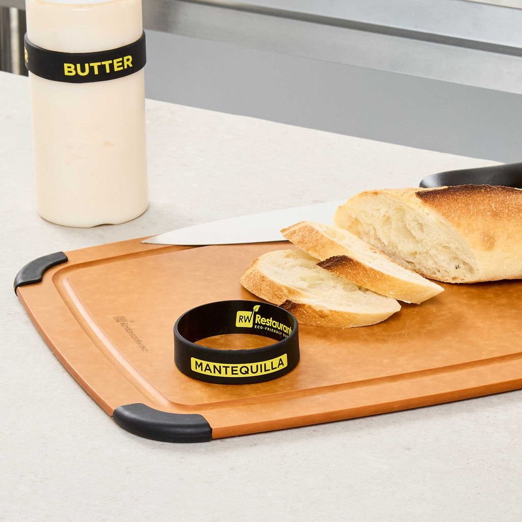 First In First Out Black Silicone Butter Label Band - Fits 16, 20 and 24 oz Squeeze Bottles - 1 count box