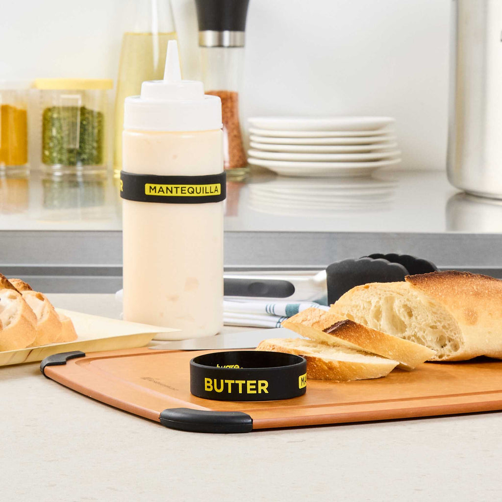 First In First Out Black Silicone Butter Label Band - Fits 16, 20 and 24 oz Squeeze Bottles - 1 count box