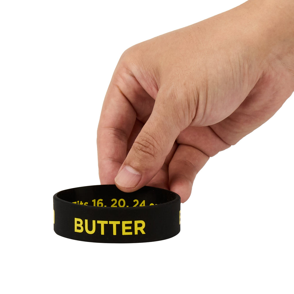 First In First Out Black Silicone Butter Label Band - Fits 16, 20 and 24 oz Squeeze Bottles - 10 count box