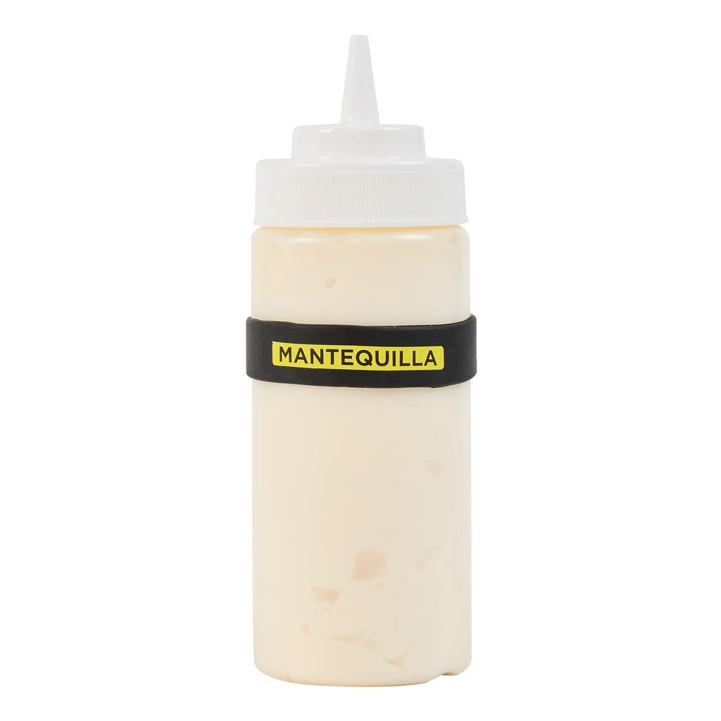 First In First Out Black Silicone Butter Label Band - Fits 16, 20 and 24 oz Squeeze Bottles - 10 count box