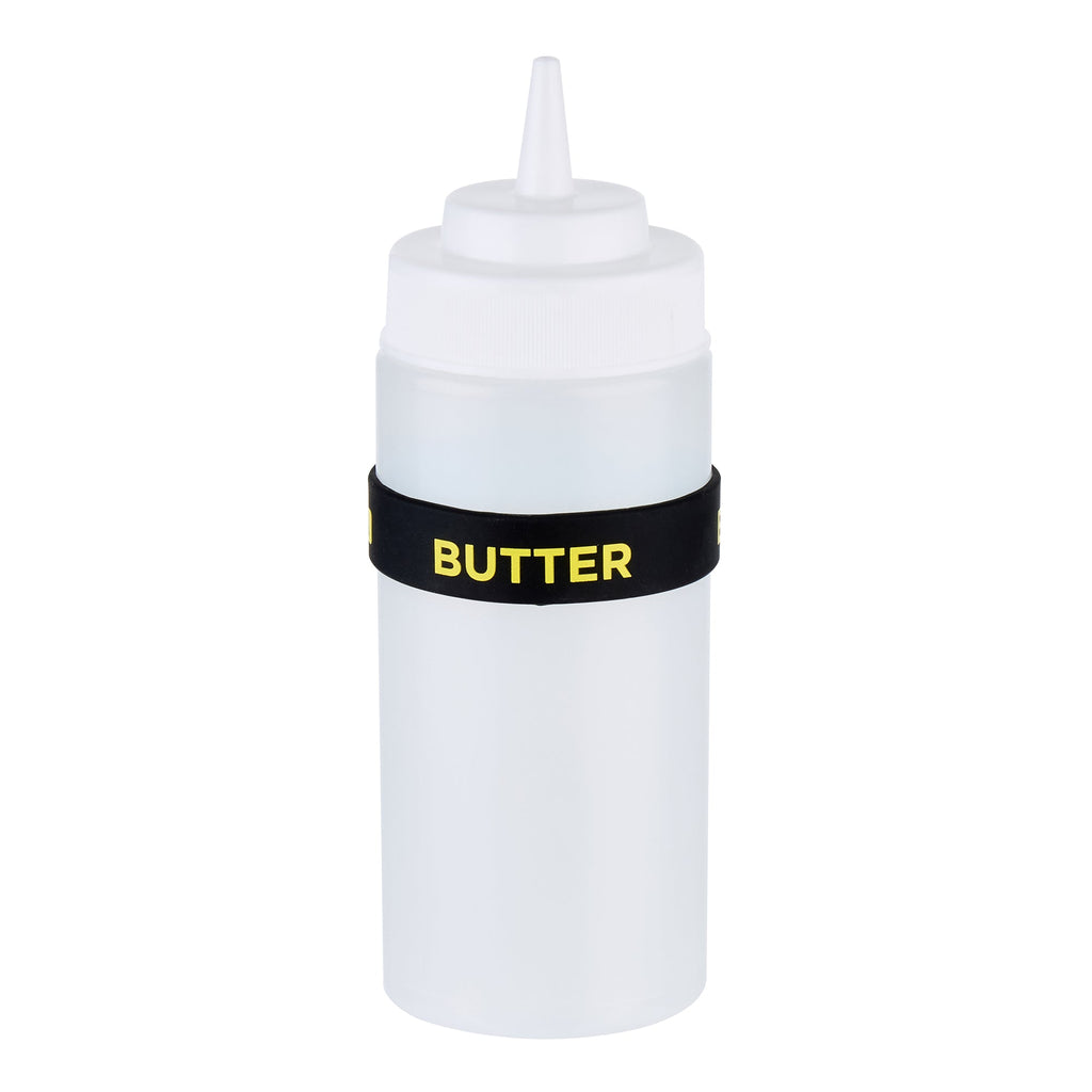 First In First Out Black Silicone Butter Label Band - Fits 16, 20 and 24 oz Squeeze Bottles - 10 count box