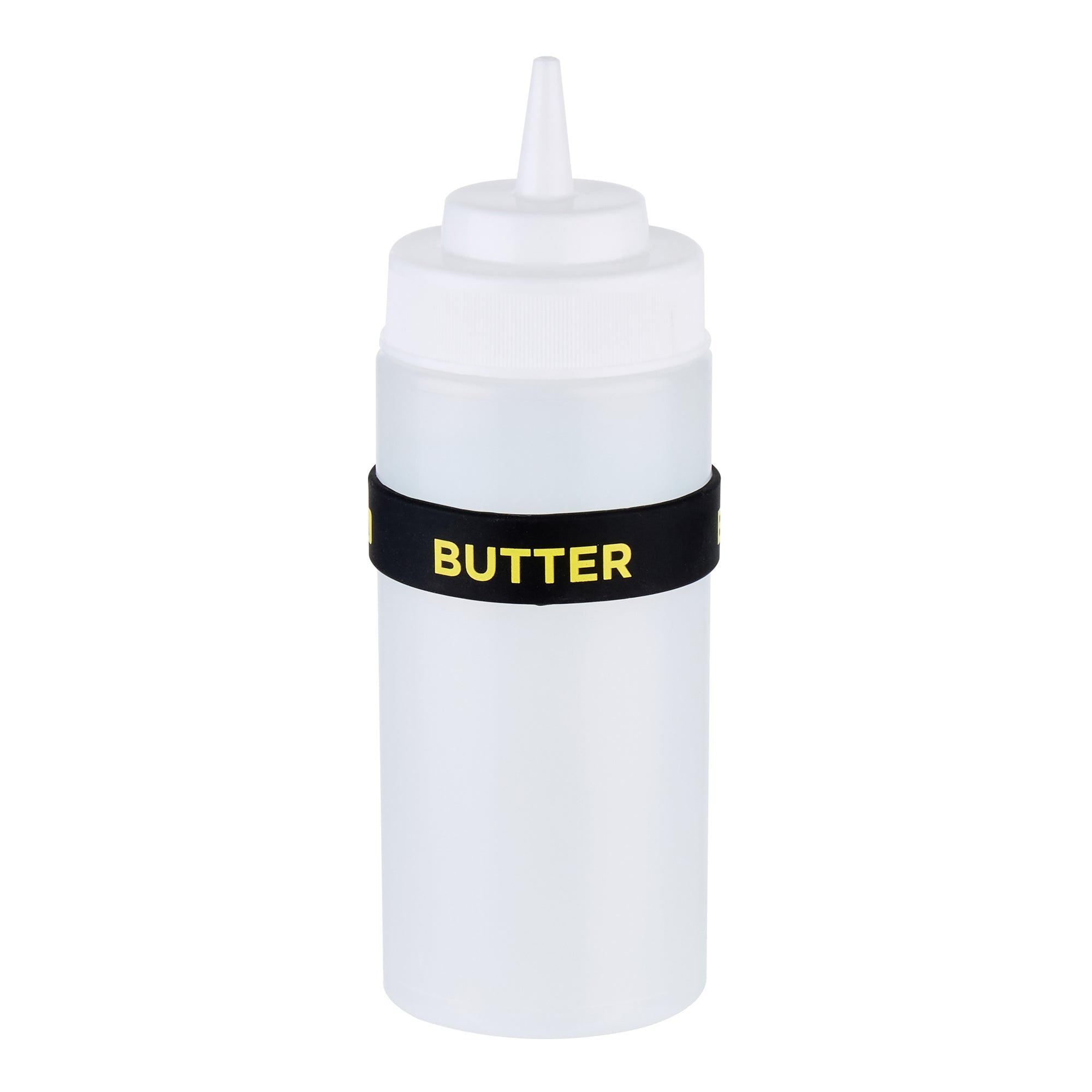 First In First Out Black Silicone Butter Label Band - Fits 16, 20 and 24 oz Squeeze Bottles - 10 count box