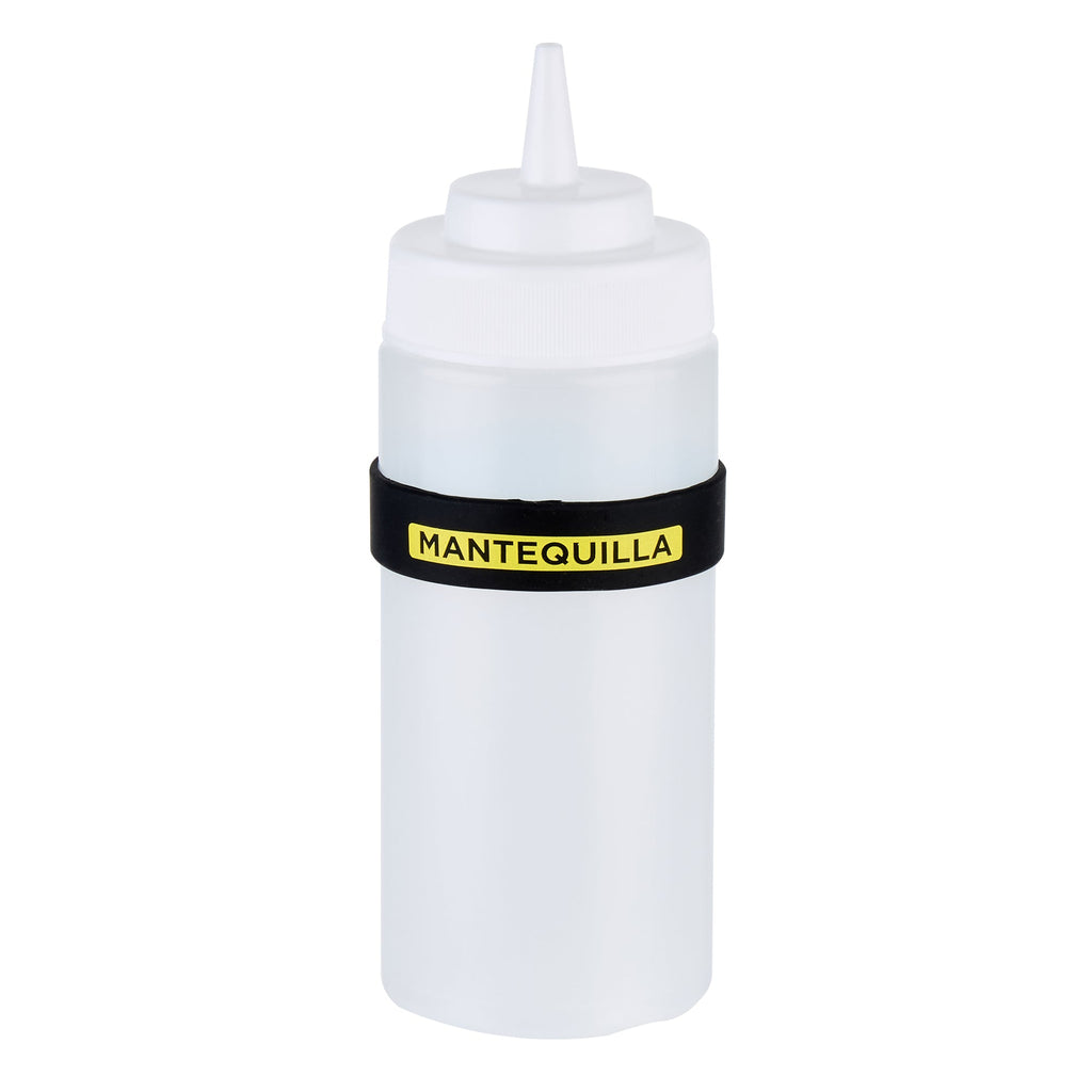First In First Out Black Silicone Butter Label Band - Fits 16, 20 and 24 oz Squeeze Bottles - 10 count box