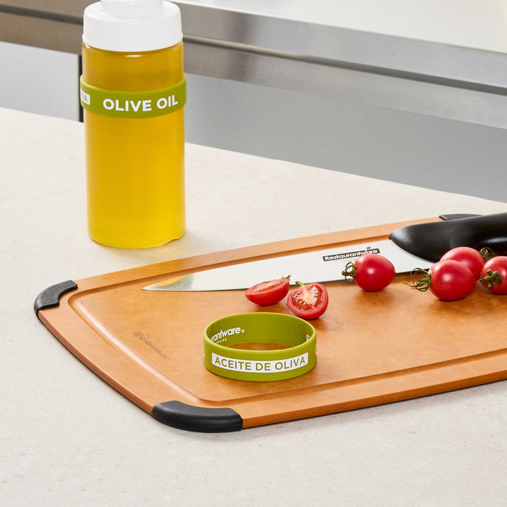 First In First Out Green Silicone Olive Oil Label Band - Fits 16, 20 and 24 oz Squeeze Bottles - 1 count box