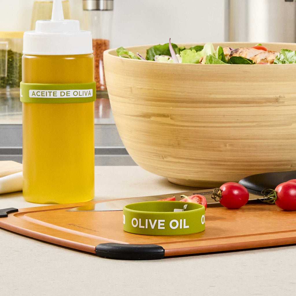 First In First Out Green Silicone Olive Oil Label Band - Fits 16, 20 and 24 oz Squeeze Bottles - 1 count box
