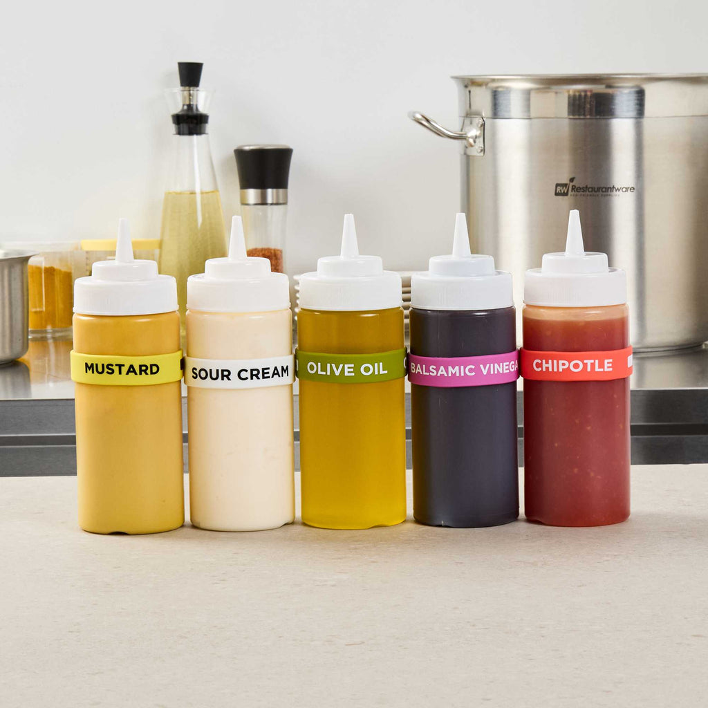 First In First Out Green Silicone Olive Oil Label Band - Fits 16, 20 and 24 oz Squeeze Bottles - 1 count box