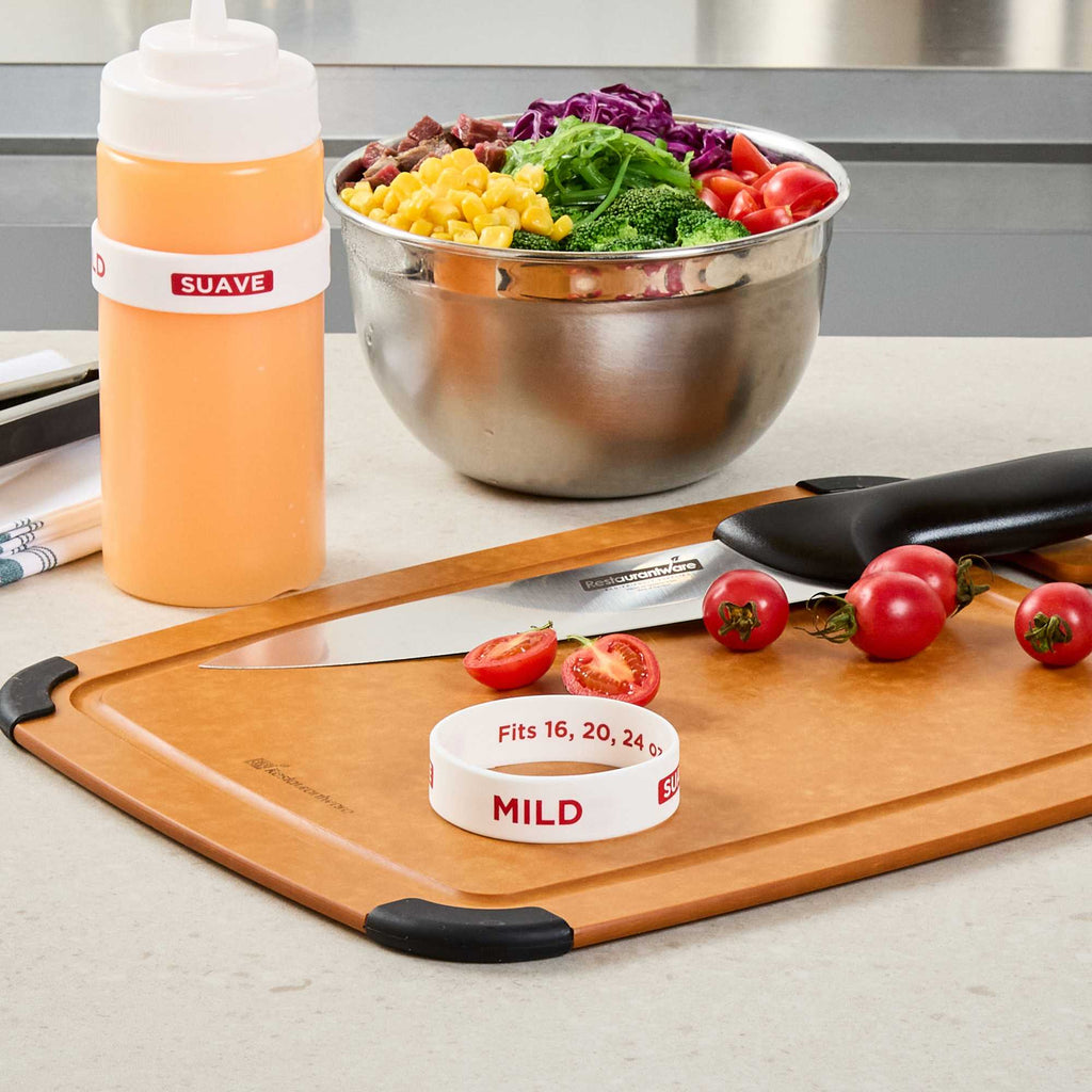 First In First Out White Silicone Mild Label Band - Fits 16, 20 and 24 oz Squeeze Bottles - 1 count box
