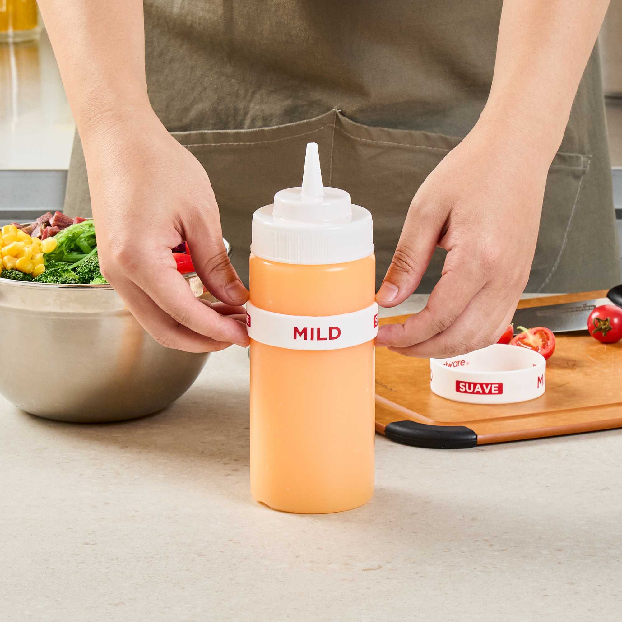 First In First Out White Silicone Mild Label Band - Fits 16, 20 and 24 oz Squeeze Bottles - 1 count box