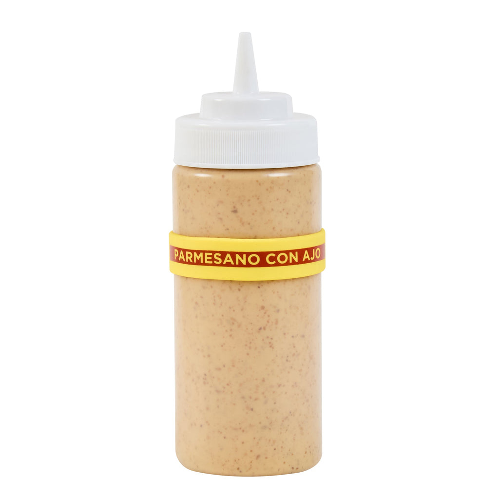 First In First Out Yellow Silicone Garlic Parmesan Label Band - Fits 16, 20 and 24 oz Squeeze Bottles - 10 count box