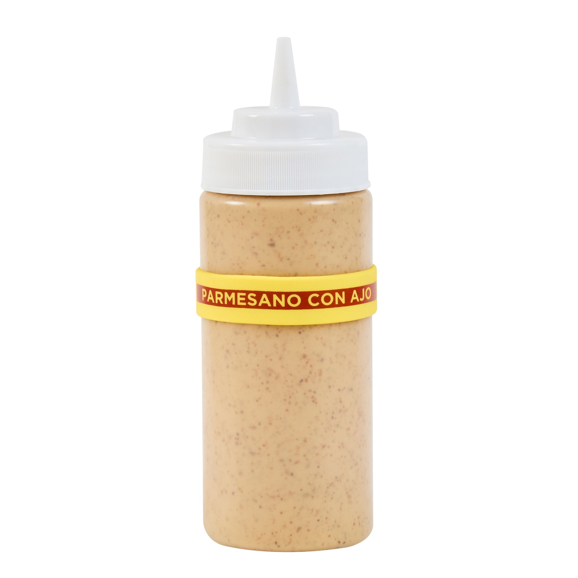First In First Out Yellow Silicone Garlic Parmesan Label Band - Fits 16, 20 and 24 oz Squeeze Bottles - 10 count box