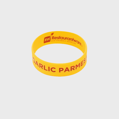 First In First Out Yellow Silicone Garlic Parmesan Label Band - Fits 16, 20 and 24 oz Squeeze Bottles - 10 count box