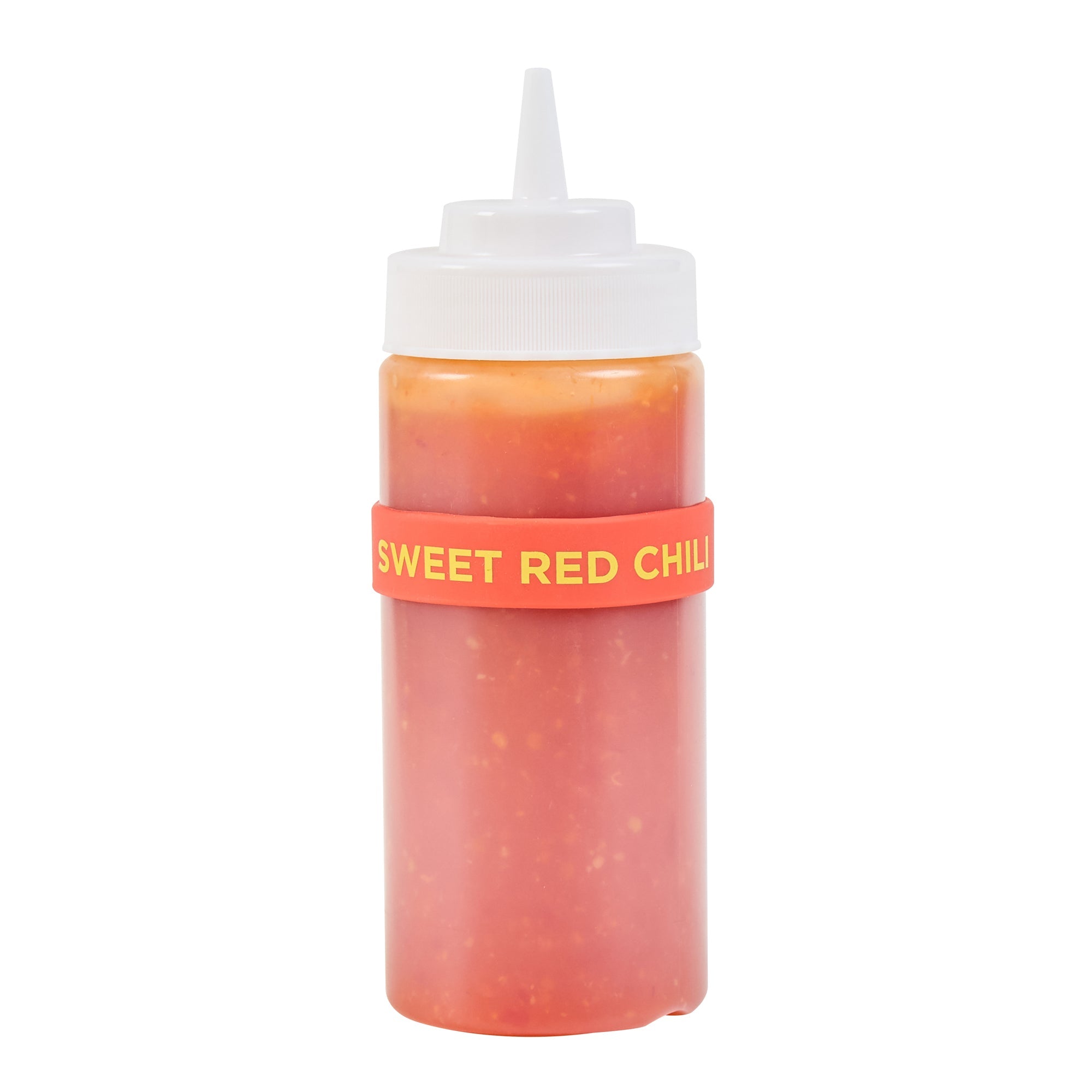 First In First Out Red Silicone Sweet Red Chili Label Band - Fits 16, 20 and 24 oz Squeeze Bottles - 10 count box