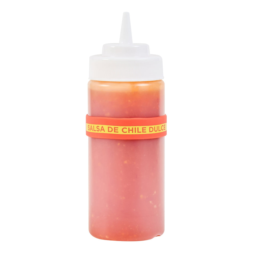 First In First Out Red Silicone Sweet Red Chili Label Band - Fits 16, 20 and 24 oz Squeeze Bottles - 10 count box