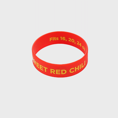 First In First Out Red Silicone Sweet Red Chili Label Band - Fits 16, 20 and 24 oz Squeeze Bottles - 10 count box