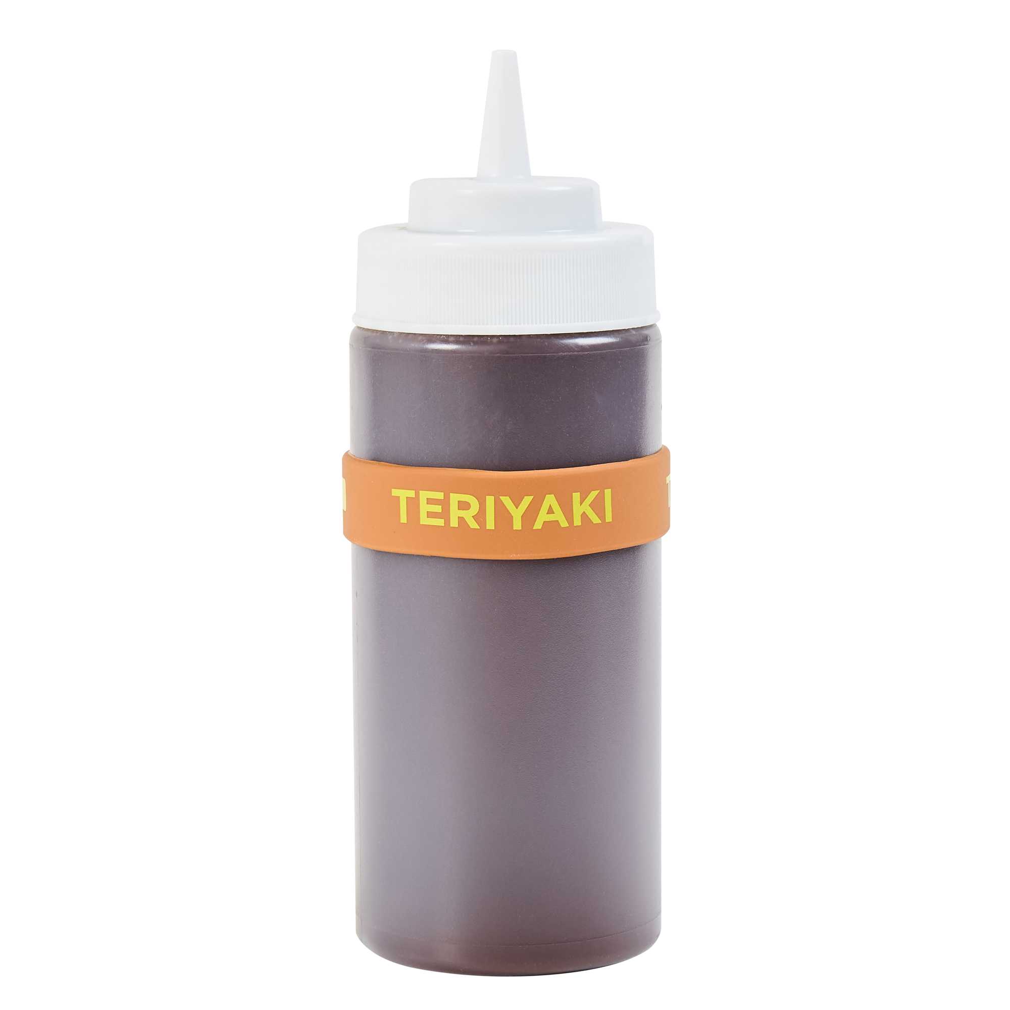 First In First Out Brown Silicone Teriyaki Label Band - Fits 16, 20 and 24 oz Squeeze Bottles - 1 count box