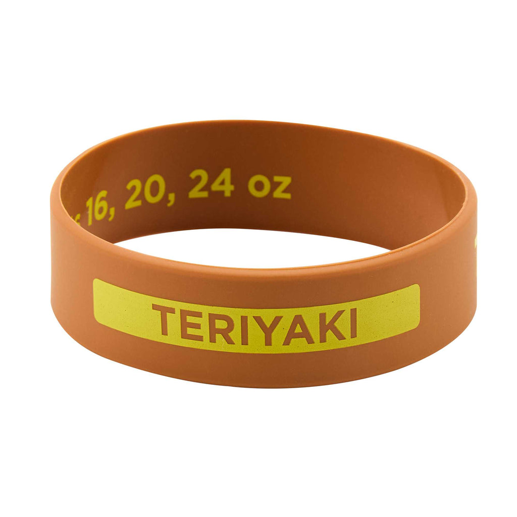 First In First Out Brown Silicone Teriyaki Label Band - Fits 16, 20 and 24 oz Squeeze Bottles - 1 count box