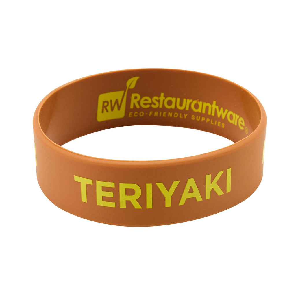 First In First Out Brown Silicone Teriyaki Label Band - Fits 16, 20 and 24 oz Squeeze Bottles - 1 count box