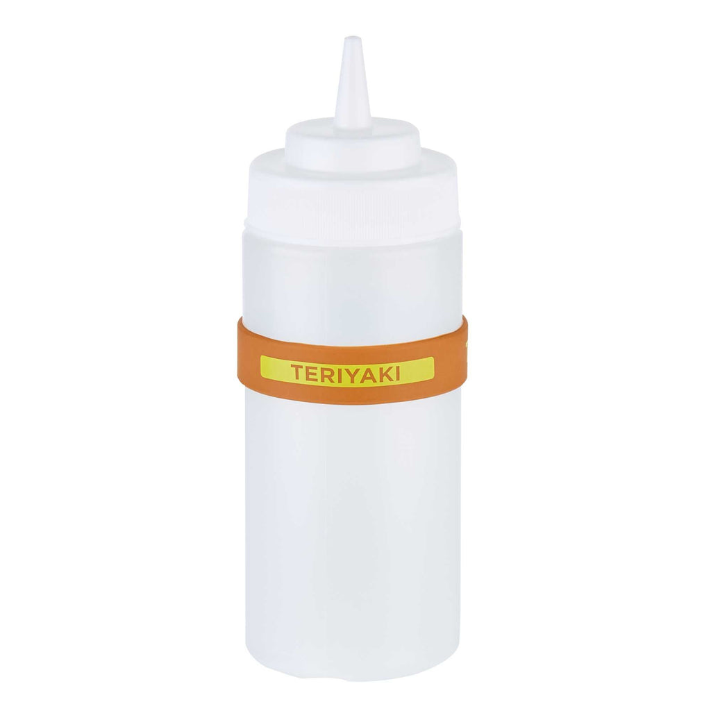 First In First Out Brown Silicone Teriyaki Label Band - Fits 16, 20 and 24 oz Squeeze Bottles - 1 count box