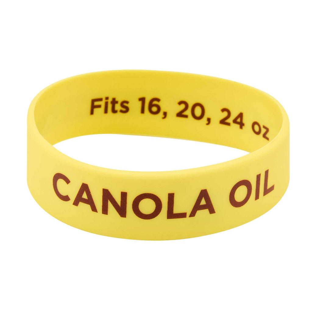 First In First Out Yellow Silicone Canola Oil Label Band - Fits 16, 20 and 24 oz Squeeze Bottles - 1 count box
