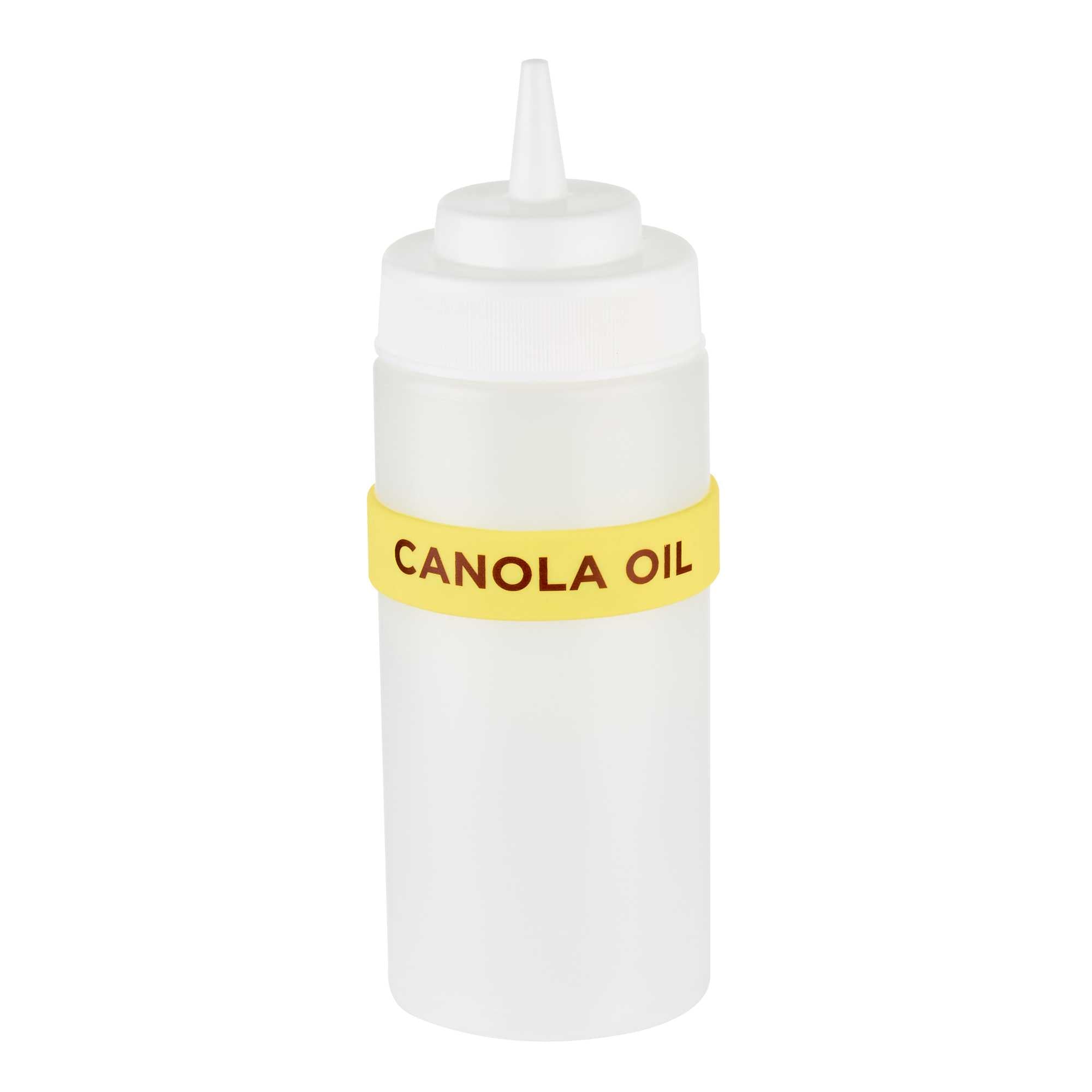 First In First Out Yellow Silicone Canola Oil Label Band - Fits 16, 20 and 24 oz Squeeze Bottles - 1 count box