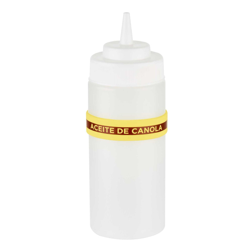 First In First Out Yellow Silicone Canola Oil Label Band - Fits 16, 20 and 24 oz Squeeze Bottles - 1 count box