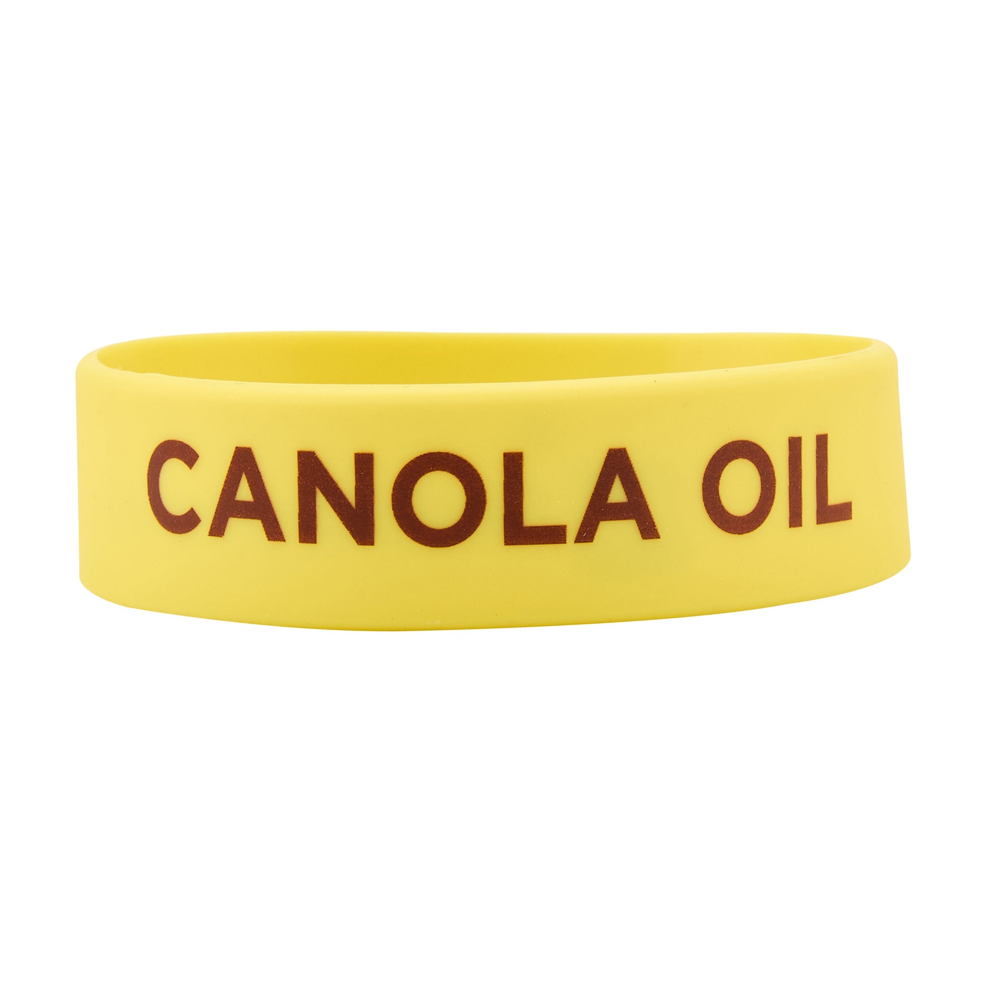 First In First Out Yellow Silicone Canola Oil Label Band - Fits 16, 20 and 24 oz Squeeze Bottles - 10 count box