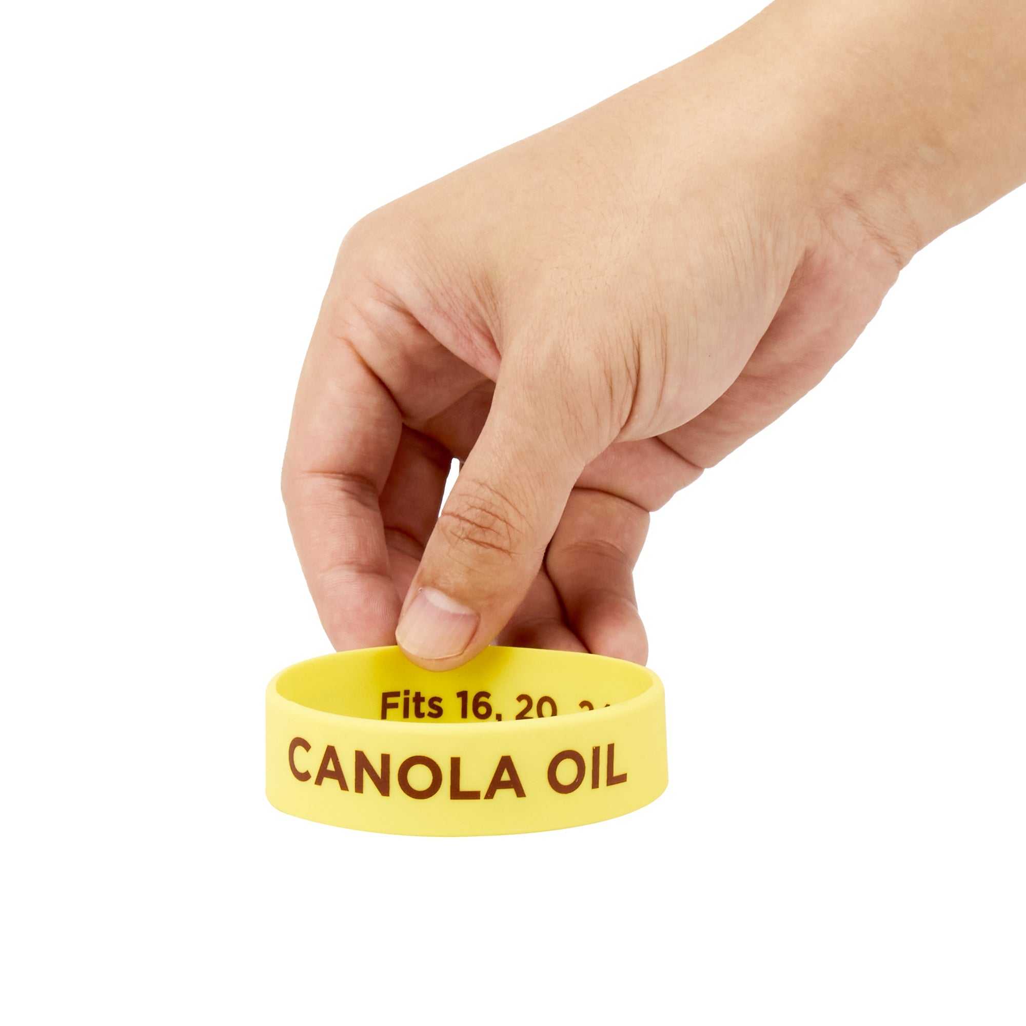 First In First Out Yellow Silicone Canola Oil Label Band - Fits 16, 20 and 24 oz Squeeze Bottles - 10 count box