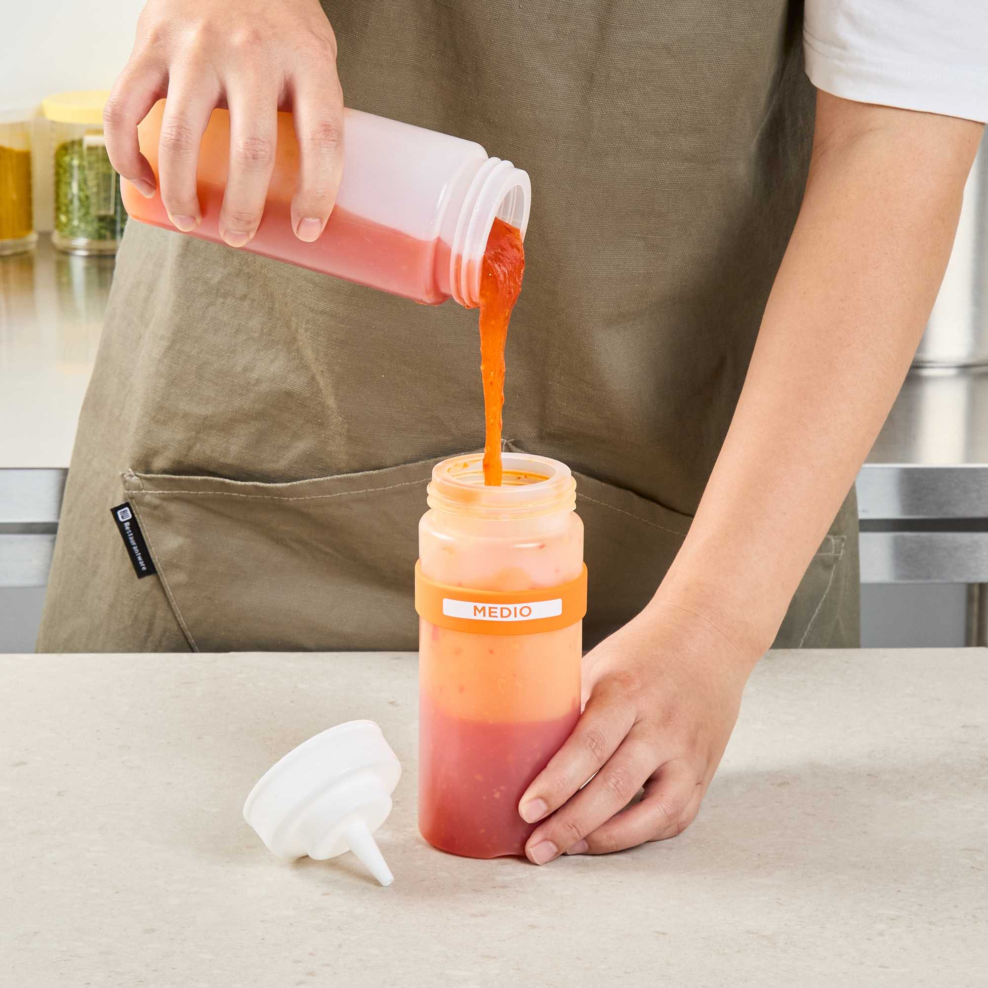 First In First Out Orange Silicone Medium Label Band - Fits 16, 20 and 24 oz Squeeze Bottles - 1 count box