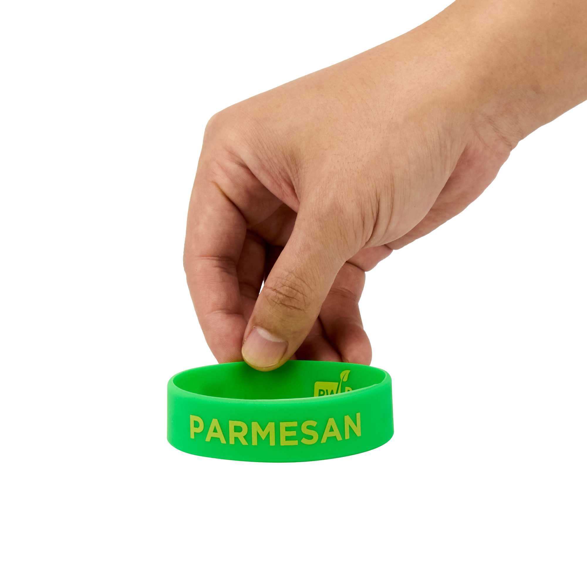 First In First Out Green Silicone Parmesan Label Band - Fits 16, 20 and 24 oz Squeeze Bottles - 1 count box