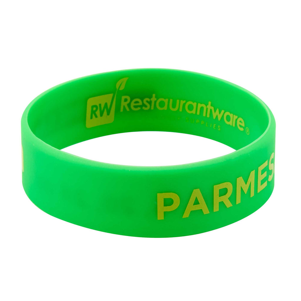 First In First Out Green Silicone Parmesan Label Band - Fits 16, 20 and 24 oz Squeeze Bottles - 1 count box