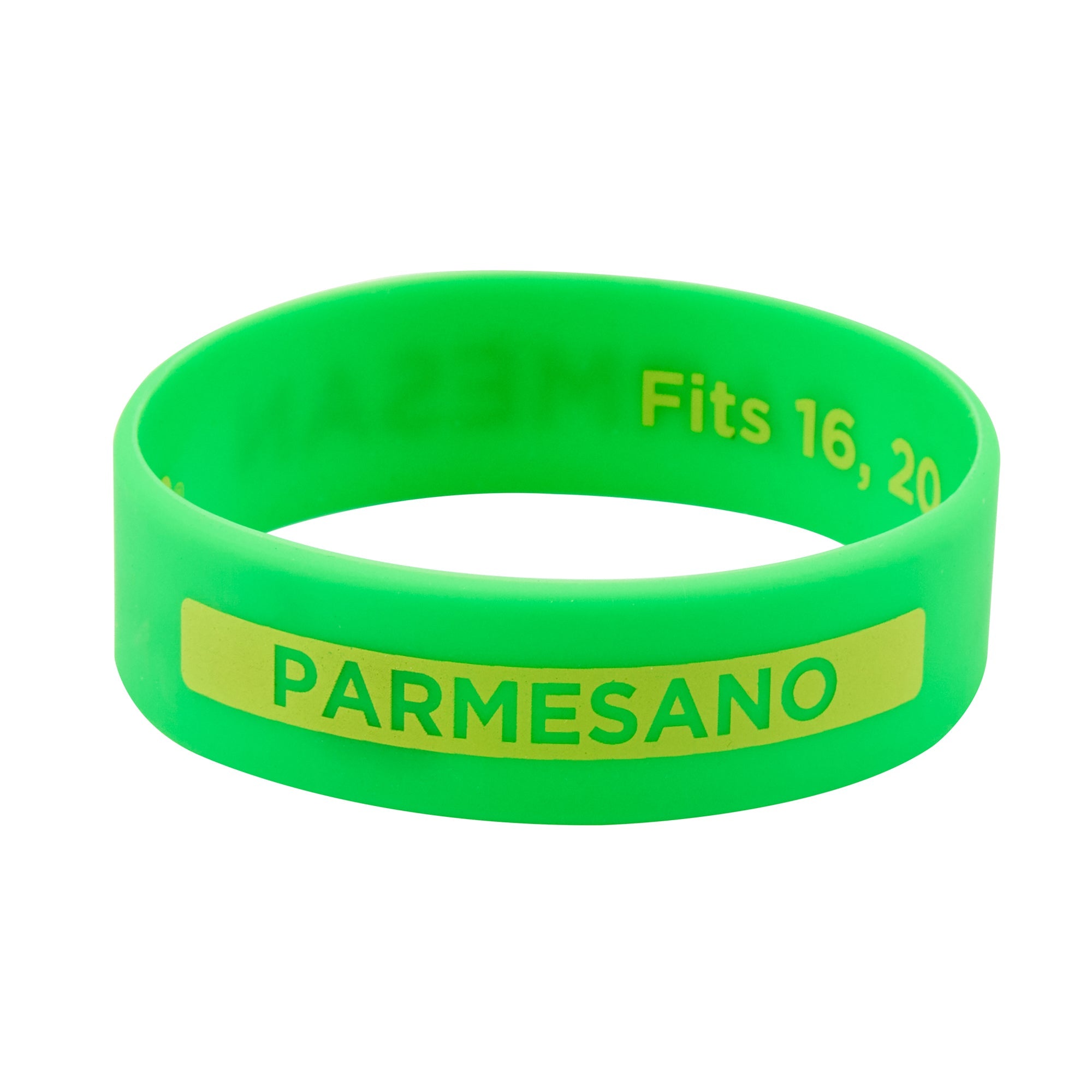 First In First Out Green Silicone Parmesan Label Band - Fits 16, 20 and 24 oz Squeeze Bottles - 10 count box
