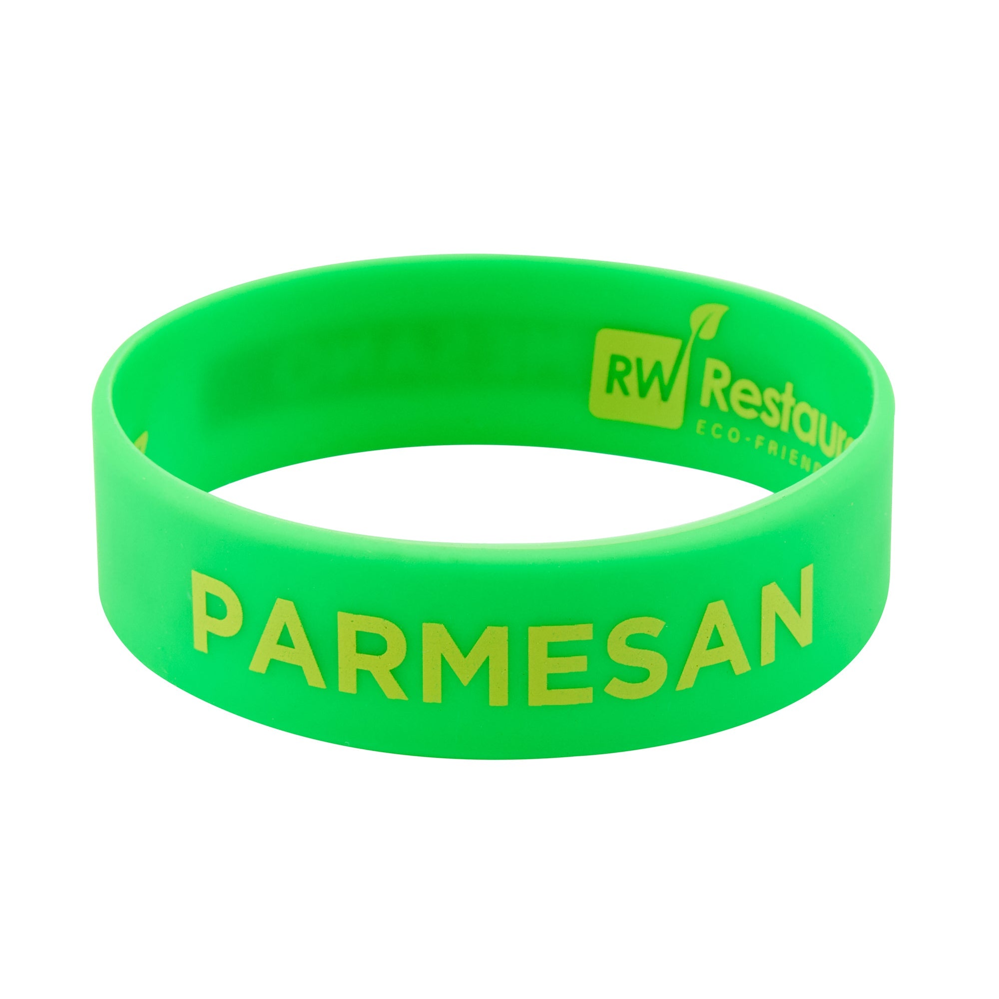 First In First Out Green Silicone Parmesan Label Band - Fits 16, 20 and 24 oz Squeeze Bottles - 10 count box