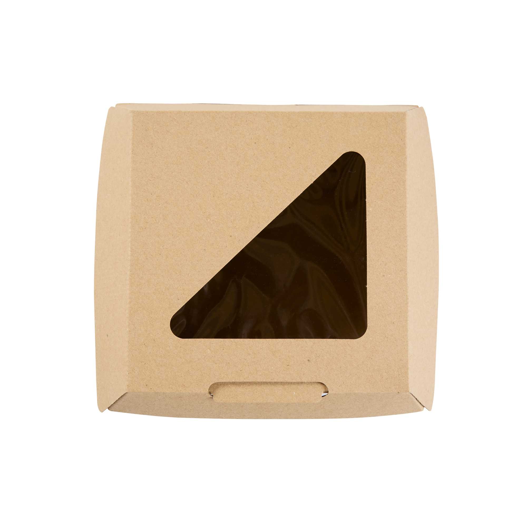 Eco Tek Kraft Paper Corrugated Burger Box - with PLA Window - 5 1/2" x 5 1/2" x 2 3/4" - 50 count box