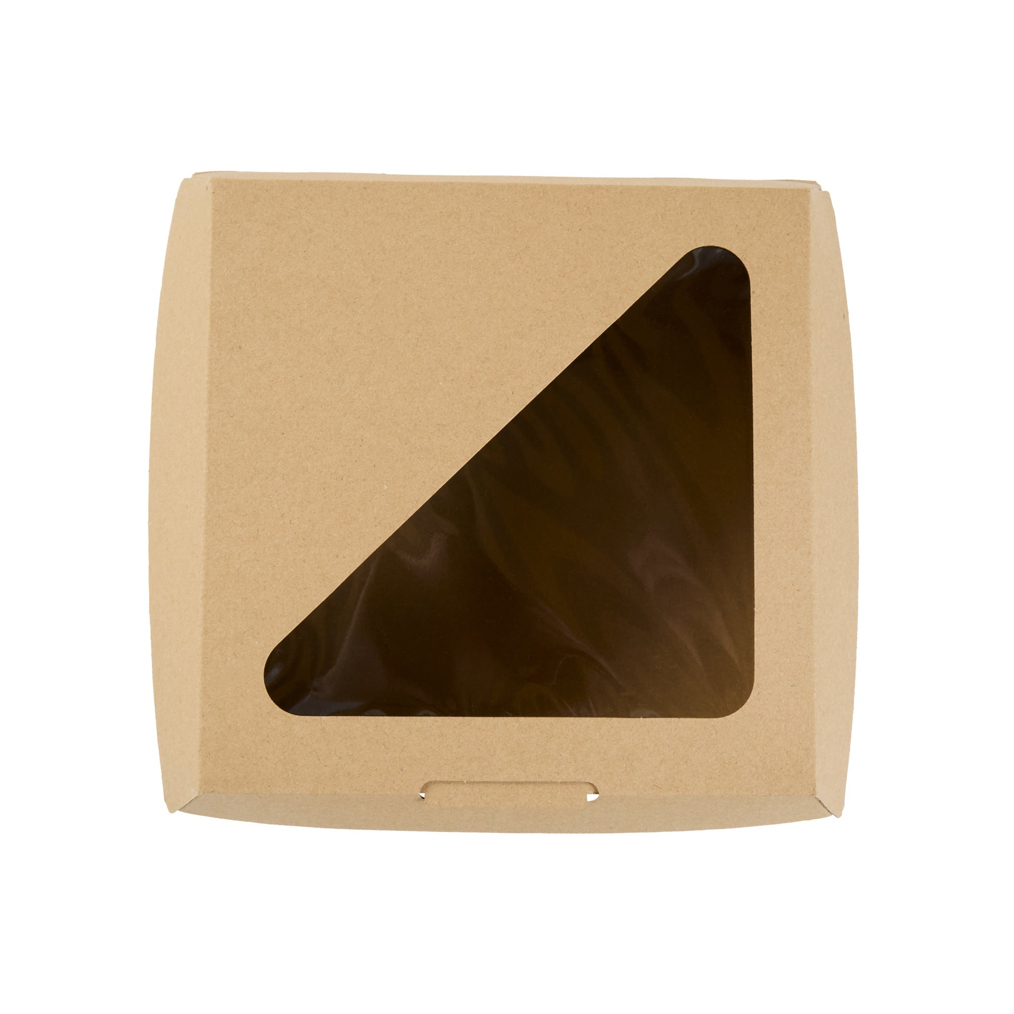 Eco Tek Rectangle Kraft Paper Corrugated Clamshell Container - with PLA Window - 8" x 8" x 3 1/4" - 100 count box