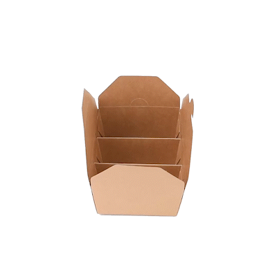 Sustain Kraft Paper Taco Take Out Container - with PLA Lining, Compostable, 3 Compartments - 7 1/2" x 5 1/2" x 2" - 100 count box