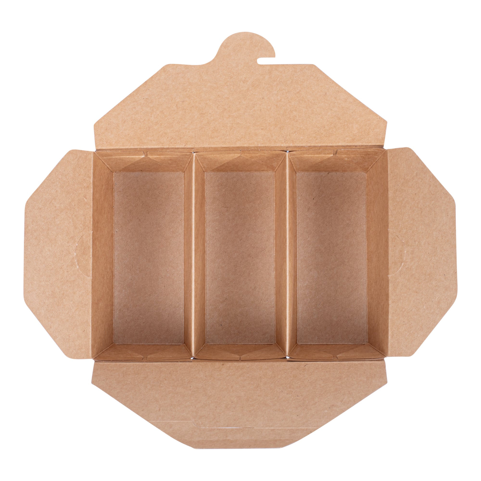 Sustain Kraft Paper Taco Take Out Container - with PLA Lining, Compostable, 3 Compartments - 7 1/2" x 5 1/2" x 2" - 100 count box