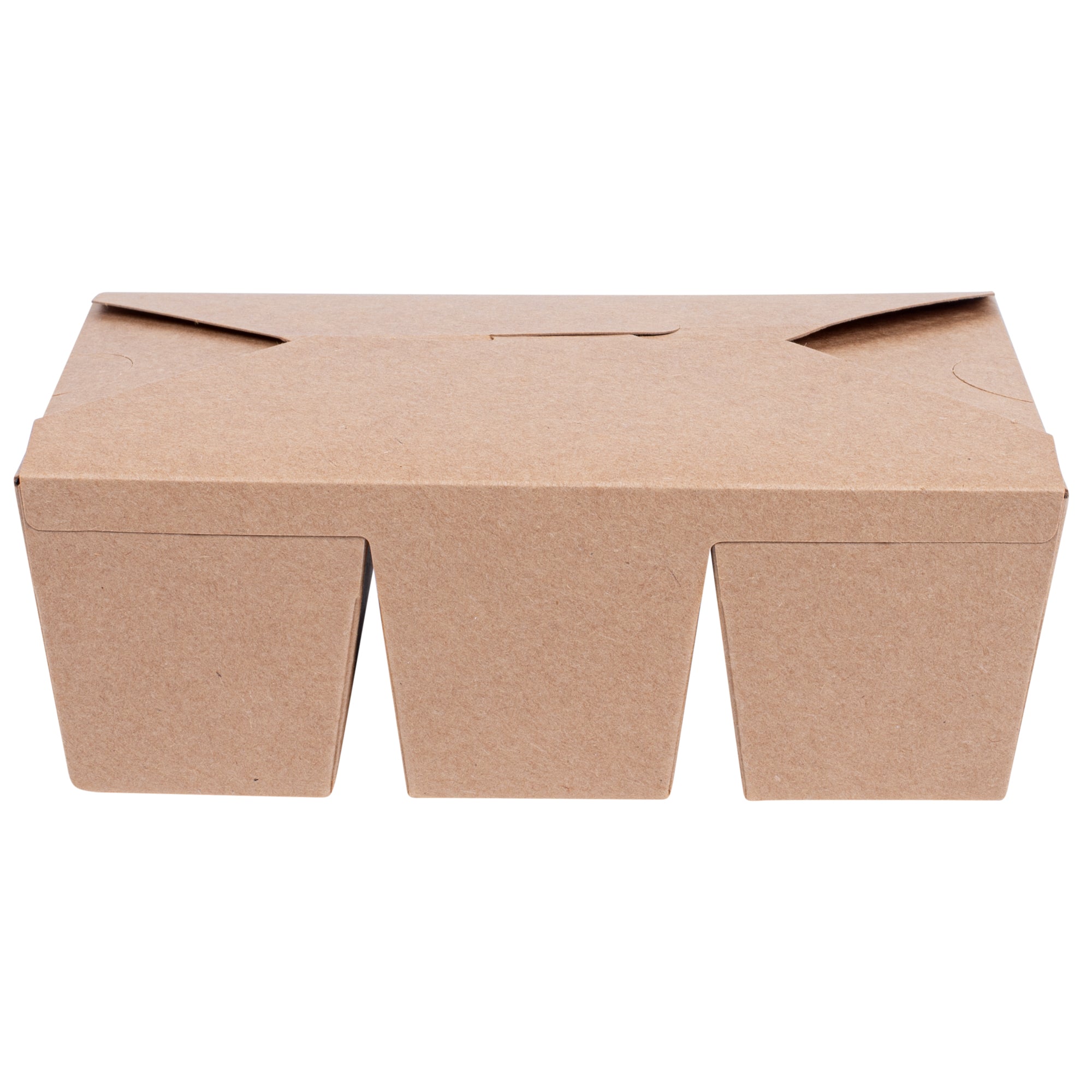 Sustain Kraft Paper Taco Take Out Container - with PLA Lining, Compostable, 3 Compartments - 7 1/2" x 5 1/2" x 2" - 100 count box