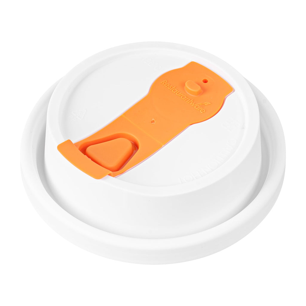 Restpresso White Plastic Lid - with Hinged Spout Cover, Fits 8, 12, 16 and 20 oz Coffee Cups - 25 count box
