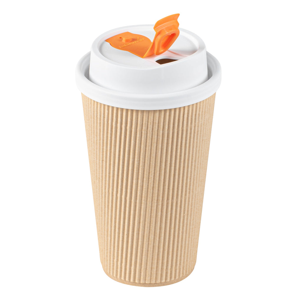 Restpresso White Plastic Lid - with Hinged Spout Cover, Fits 8, 12, 16 and 20 oz Coffee Cups - 500 count box
