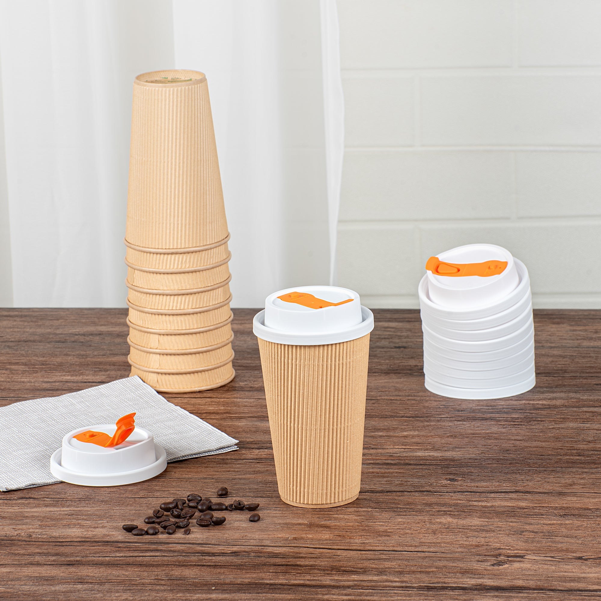 Restpresso White Plastic Lid - with Hinged Spout Cover, Fits 8, 12, 16 and 20 oz Coffee Cups - 500 count box