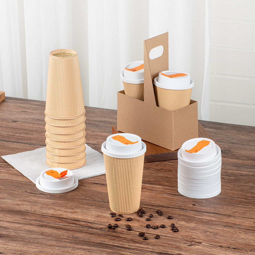Restpresso White Plastic Lid - with Hinged Spout Cover, Fits 8, 12, 16 and 20 oz Coffee Cups - 500 count box