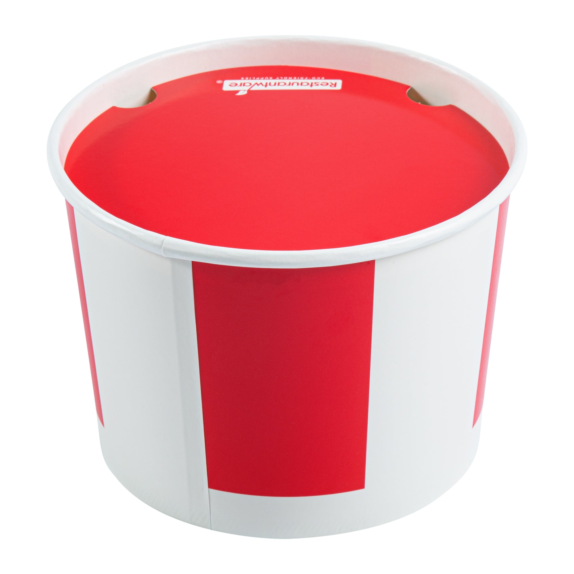 Bio Tek 64 oz Red and White Paper Chicken Bucket - with Lid - 25 count box