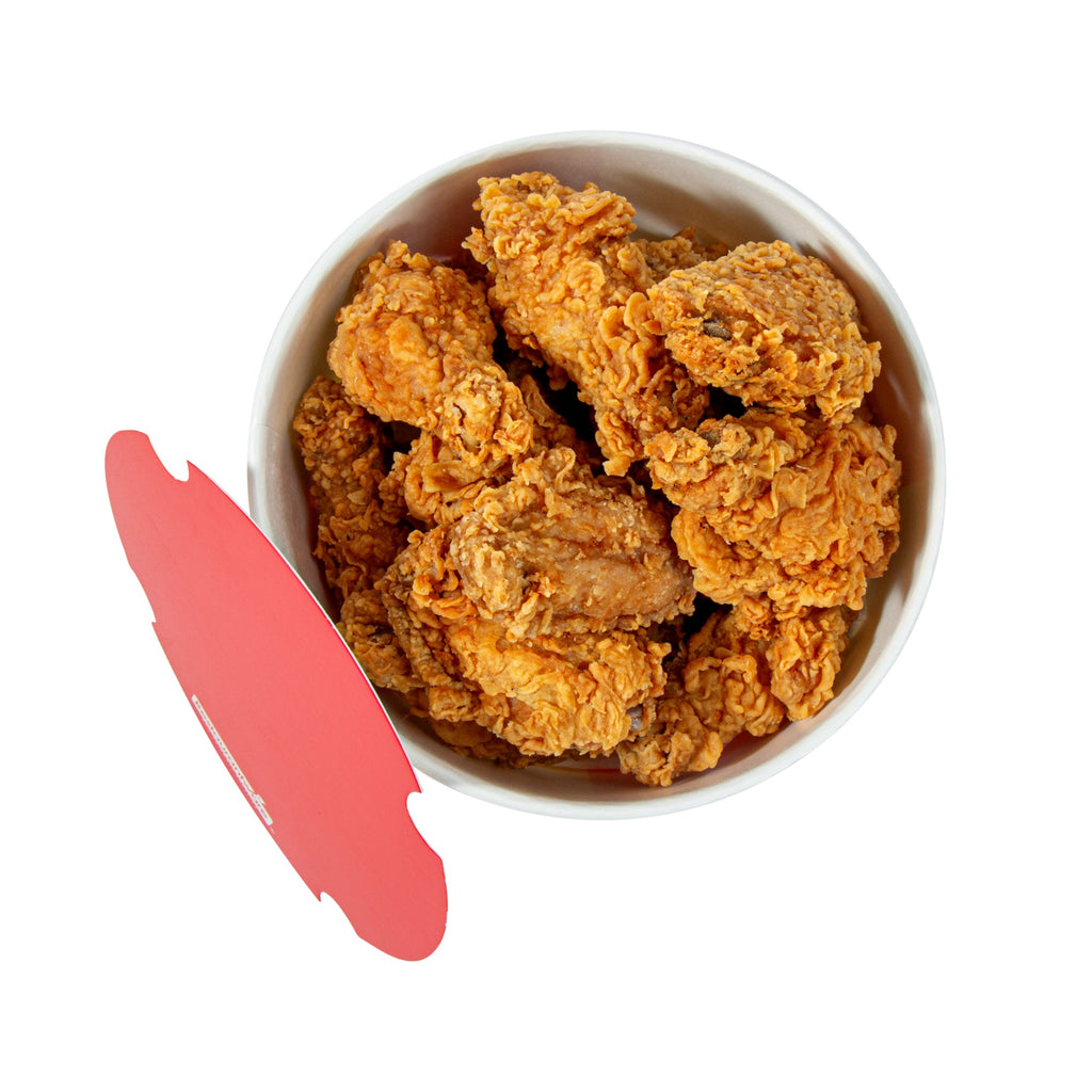 Bio Tek 64 oz Red and White Paper Chicken Bucket - with Lid - 25 count box